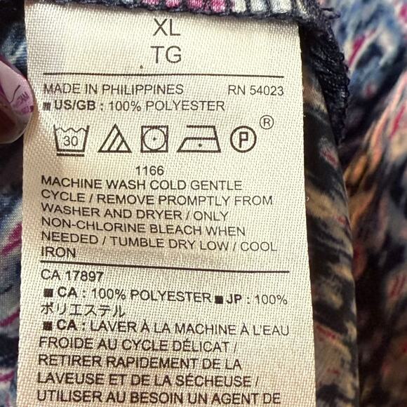 NWOT Banana Republic tie-shoulder drop-waist blue & pink print maxi dress XL - Picture 7 of 7